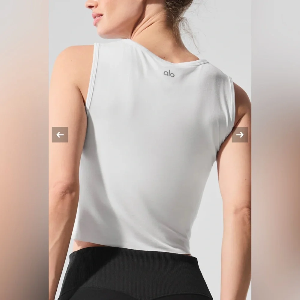ALO Yoga Cover Tank Size Small $58 White - Picture 3 of 11